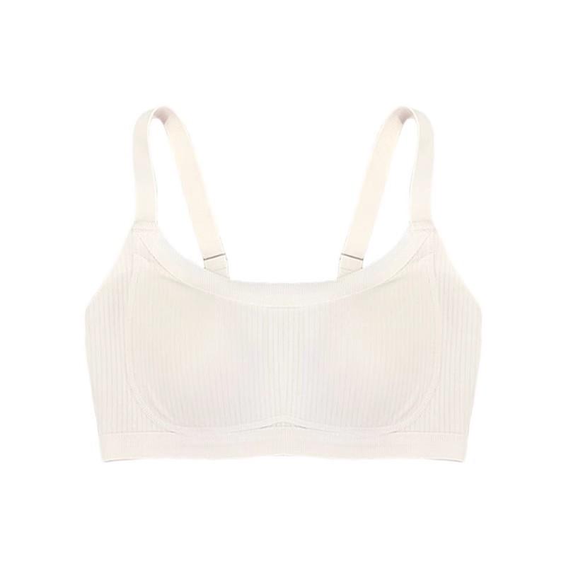 Red Ribbed Seamless Wireless Sports Bra with Adjustable Wide Straps M белый