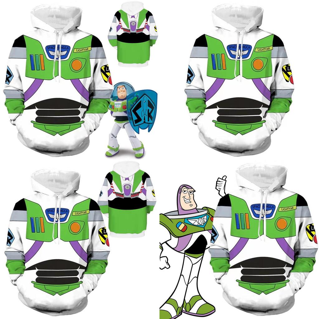 Toy Story Buzz Rakeťák Grafická Mikina s Kapucí Cosplay Kostým Měkký Prodyšný Pulovr