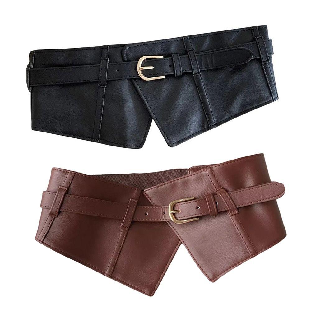 PU Leather Buckle Corset Waist Belt Decorative Waist Bands Fashion Waist Cover  For Women Lady Girl