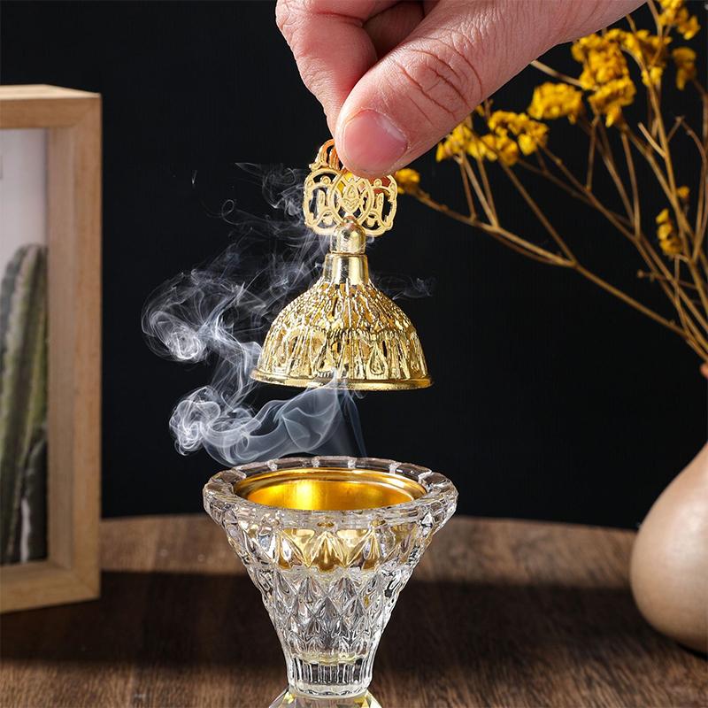 Glass Incense Burner Set Desktop Ornament Portable Rotatable Creative Home Fragrance For Hotel Cabinet Living Room Office Party
