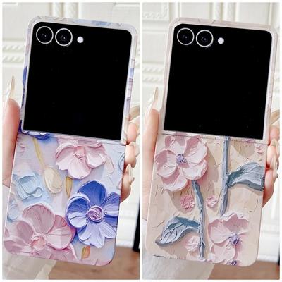 Coque de téléphone 3D Colorée avec Effet Gaufré Fleur Aquarelle pour Samsung Z Flip 7 FE 6 Antichoc Fine Protection Caméra Coque Arrière