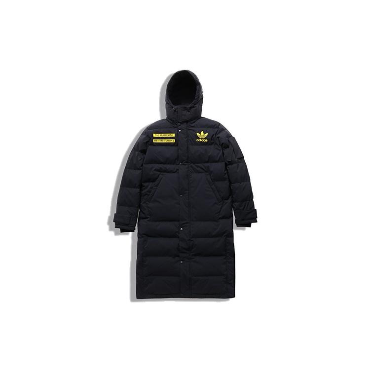 adidas originals Long Jacket Back logo mid-length hooded down Jacket Black Men s GD5613 XS