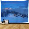 Snow House Tapestry Winter Landscape Tapestry Snowy Tree Woodland Tapestries Wall Hanging for Bedroom Living Room Dorm Office