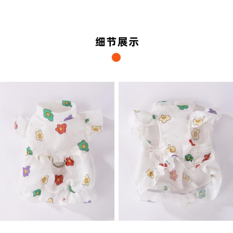 Cute Printed Thin Summer Dress For Small Medium Dogs Pet Cat Clothing