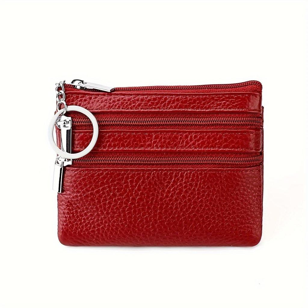 Porte-monnaie en cuir véritable pour femme, Mini pochette en peau de vache, Mini portefeuille avec chaîne
