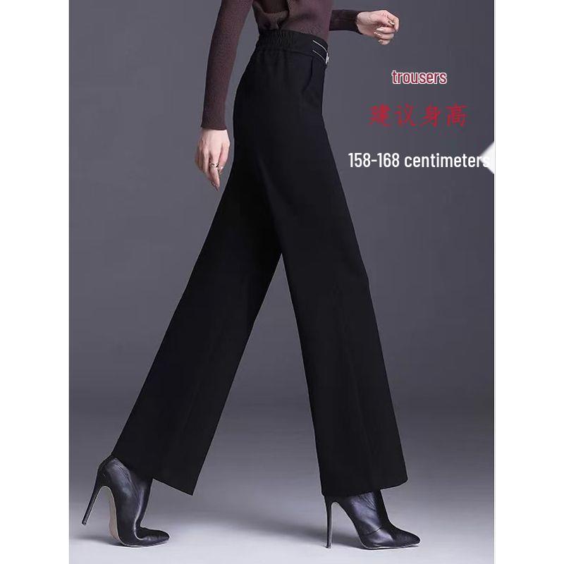 

Women s Plus Size High Waist Wide-Leg Pants - Slimming Casual and Elastic Nine-Point Drape M 85-100 lbs