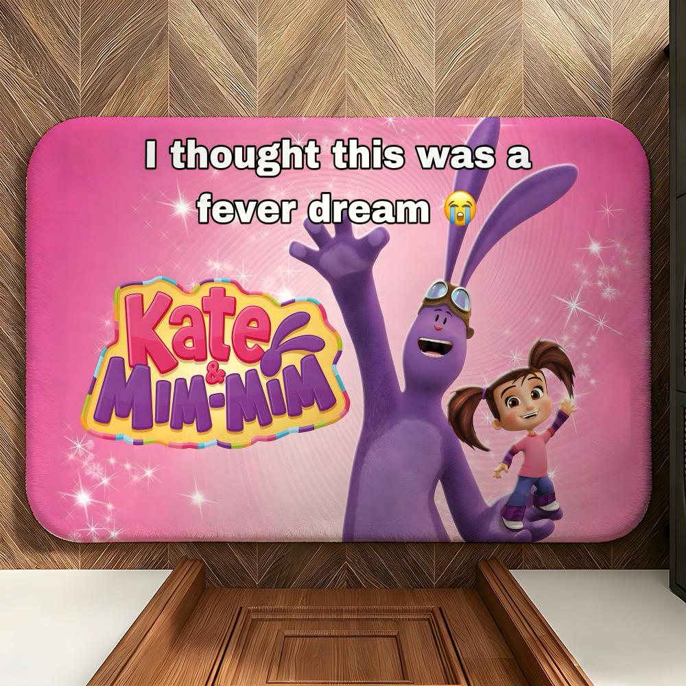 Cartoon K-Kate & M-Mim-Mim Floor Mat Soft Flannel Floor Mat Suitable for Entryways, Living Rooms, Bedrooms, and Bathrooms