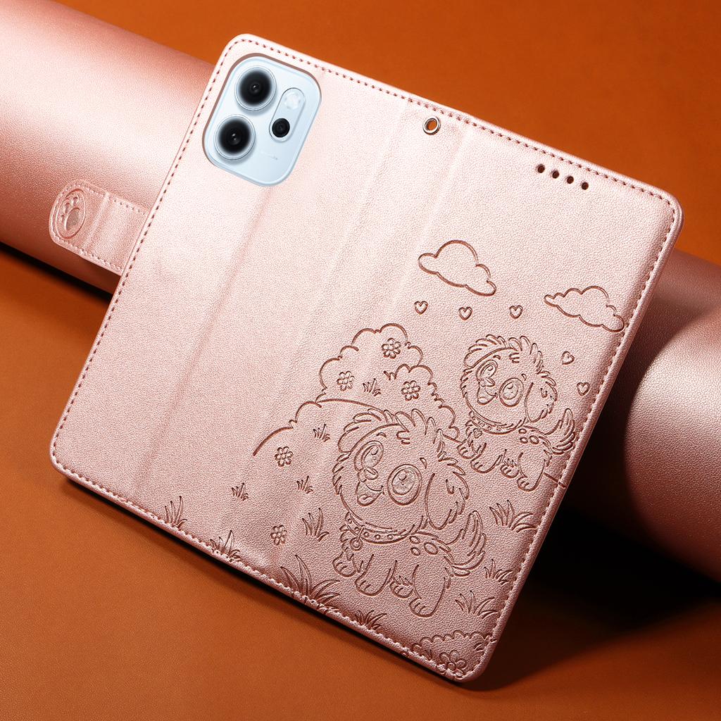 Für Oppo Reno15 F 5G Hülle mit RFID-Blockierung, bedrucktes Hundemuster, PU-Leder Handyhülle mit Armband