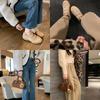 Cowhide version grape mother round head double Velcro casual shoes leather inner height increase lazy German training shoes women's Forrest Gump shoes