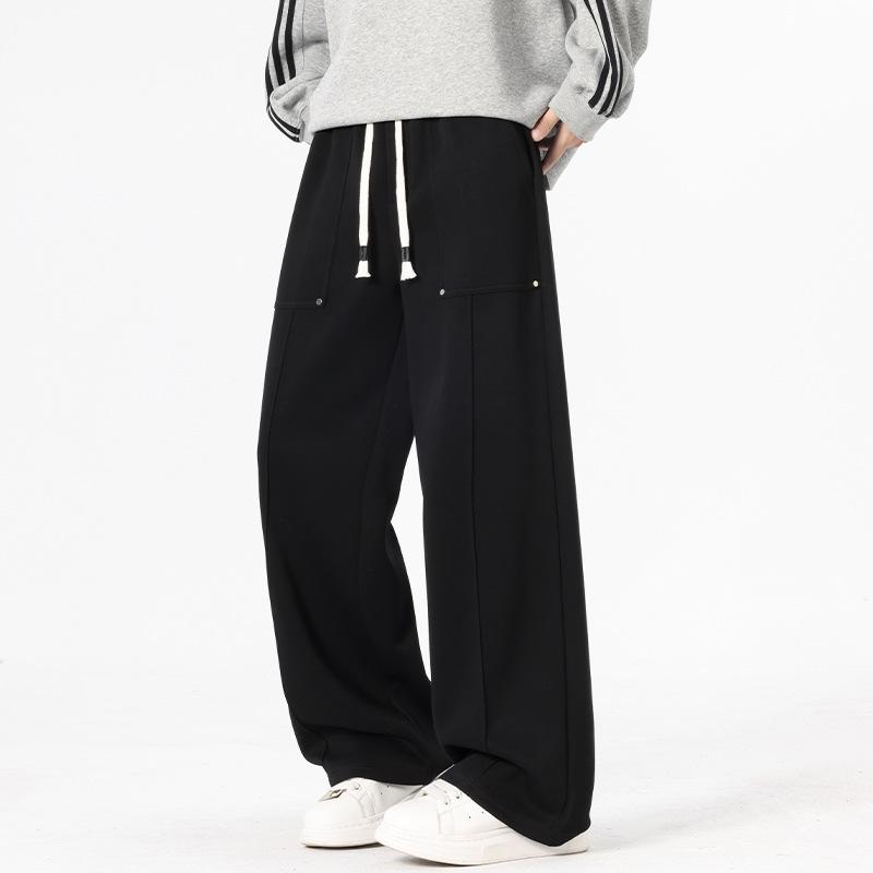 Men's American Style Casual Drapey Trousers: Spring/Autumn Loose Wide-Leg Sports Pants