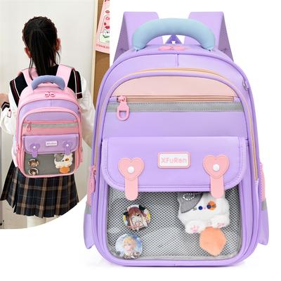 Grundschüler Klasse 1-3 Rucksack Cartoon Farbkontrast Kinder Schultasche Jungen und Mädchen Rucksack mit großem Fassungsvermögen