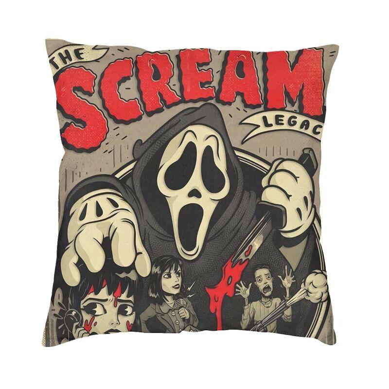 Scream Ghostface Dekokissenbezug, Schlafzimmerdekoration, Halloween-Horrorfilm-Kissen für Sofa, quadratischer Kissenbezug Dakimakura