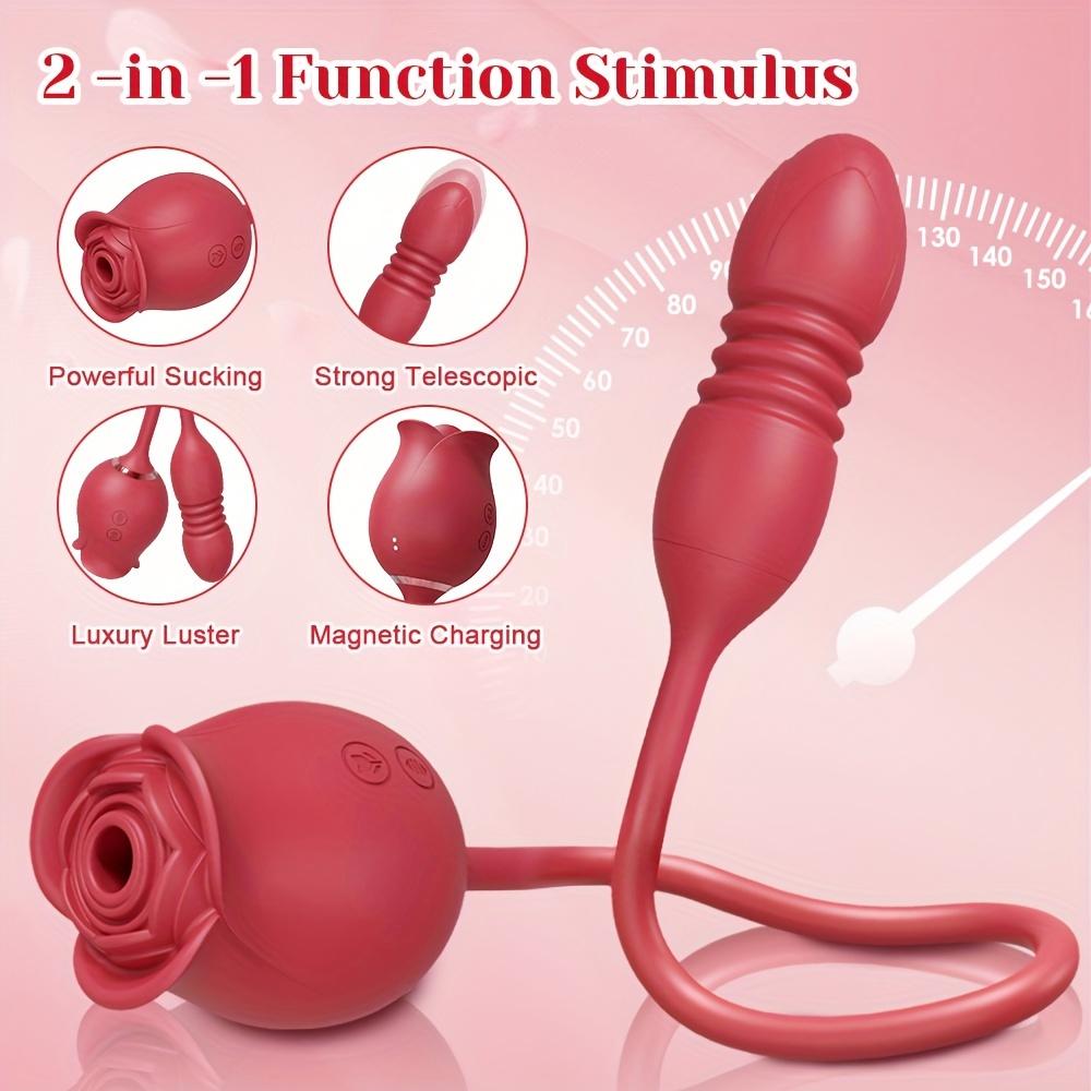 Rose-Sucking Sex Toys Dildo Vibrator for Women 3in1 Thrusting G Spot Anal Vibrators Stimulator Female Vibrating Egg Adult Toys