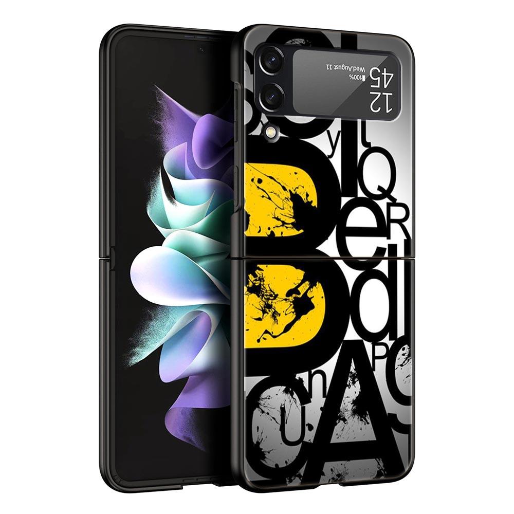Number Pattern Hard PC Phone Case For Samsung Galaxy Z Flip 7 6 5 4 Black Cover For Galaxy Z Flip 3 Foldable Shell Fundas Capas