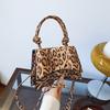 Stylish Pu Material Leopard Print Small Square Handbag Versatile Daily Shoulder Bag