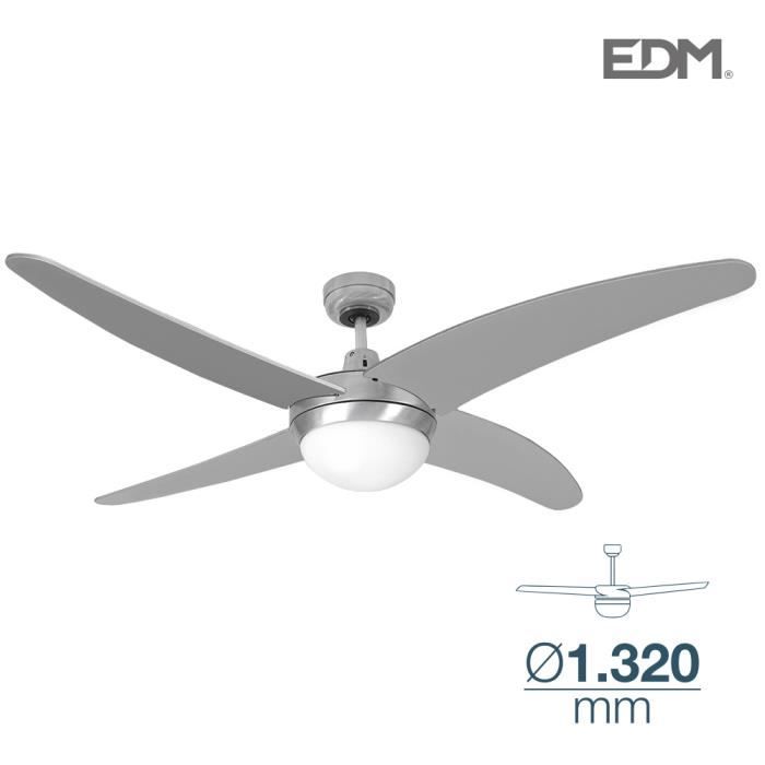 VENTILADOR TECHO Ø132CM LUZ Y MANDO CROMO