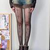 Women Hollow Out Tights Sexy Lace Mesh Fishnet Stockings Girls Lingerie Hosiery Hot White Black Cross Thigh High Long Pantyhose
