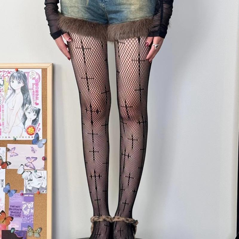 Colanți cu decupaje pentru femei, sexy, din plasă cu dantelă, ciorapi plasă, lenjerie pentru fete, ciorapi, fierbinți, albi, negri, cu cruce pe coapsă, lungi, chiloți