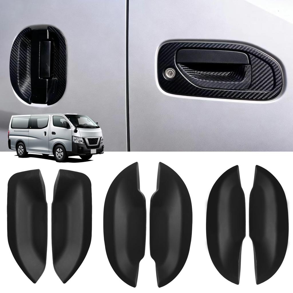 KICARYAJP Door Handle Under Cover for Nissan NV350 Caravan E26 2012 Black Soft Rubber Exterior Scratch Protector 6 Pieces Set Car Accessory
