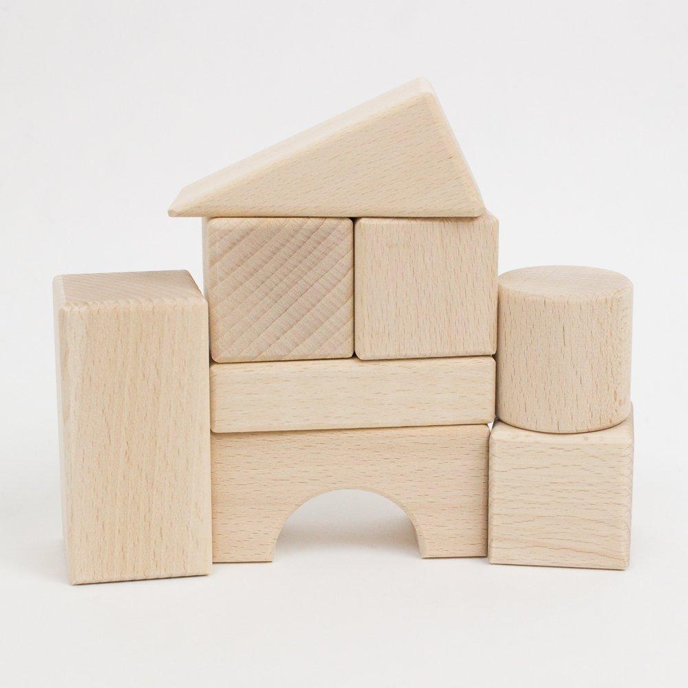 Grandpapa Original Building Block 22 Pieces with Storage Bag Japanese-Made Set, (White Wood)
