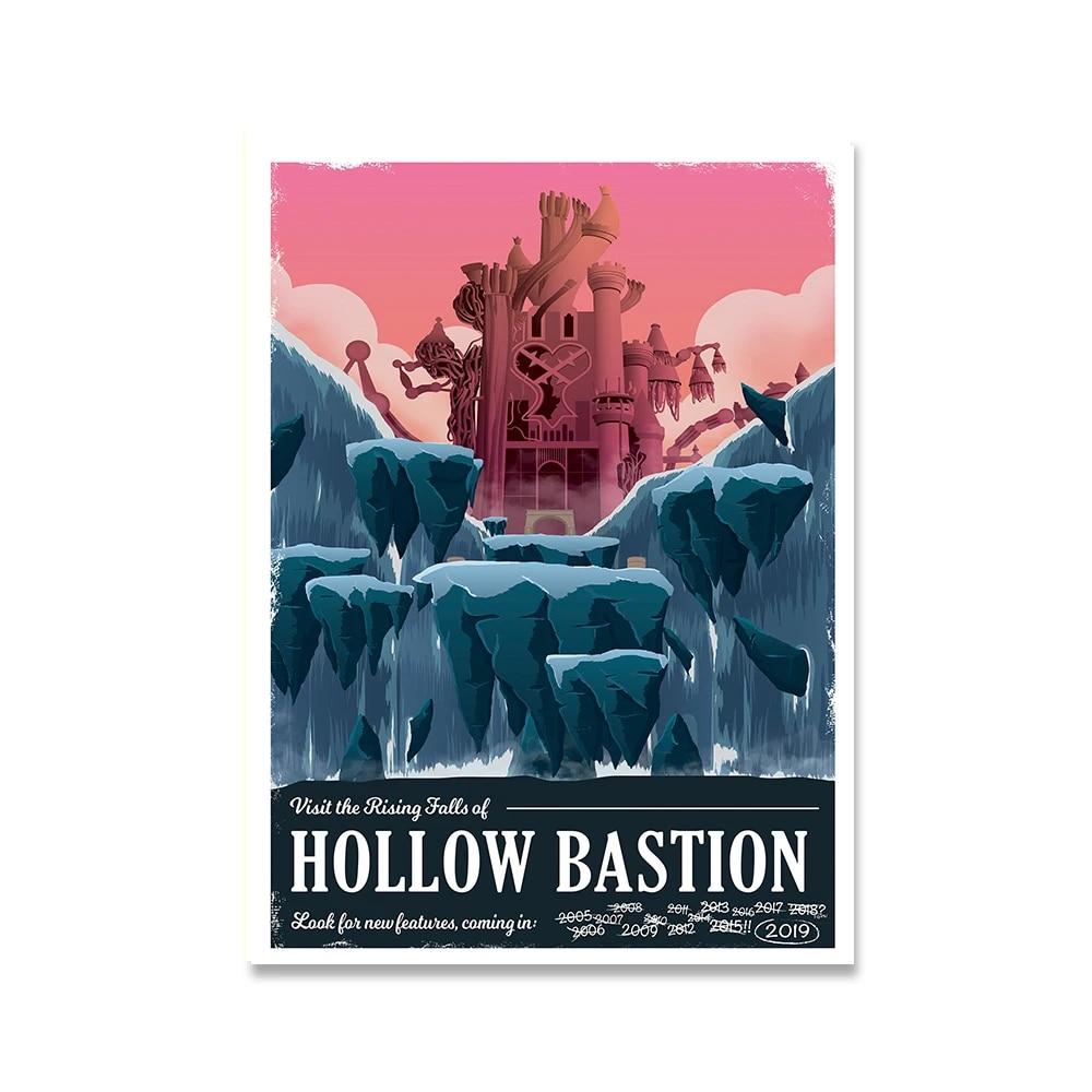Rapture Bioshock Kingdom Hearts ceļojumu plakāti Retro vintage kanvas glezna izdrukā attēlus uz sienas dekorēšana mājas dekors bez rāmja