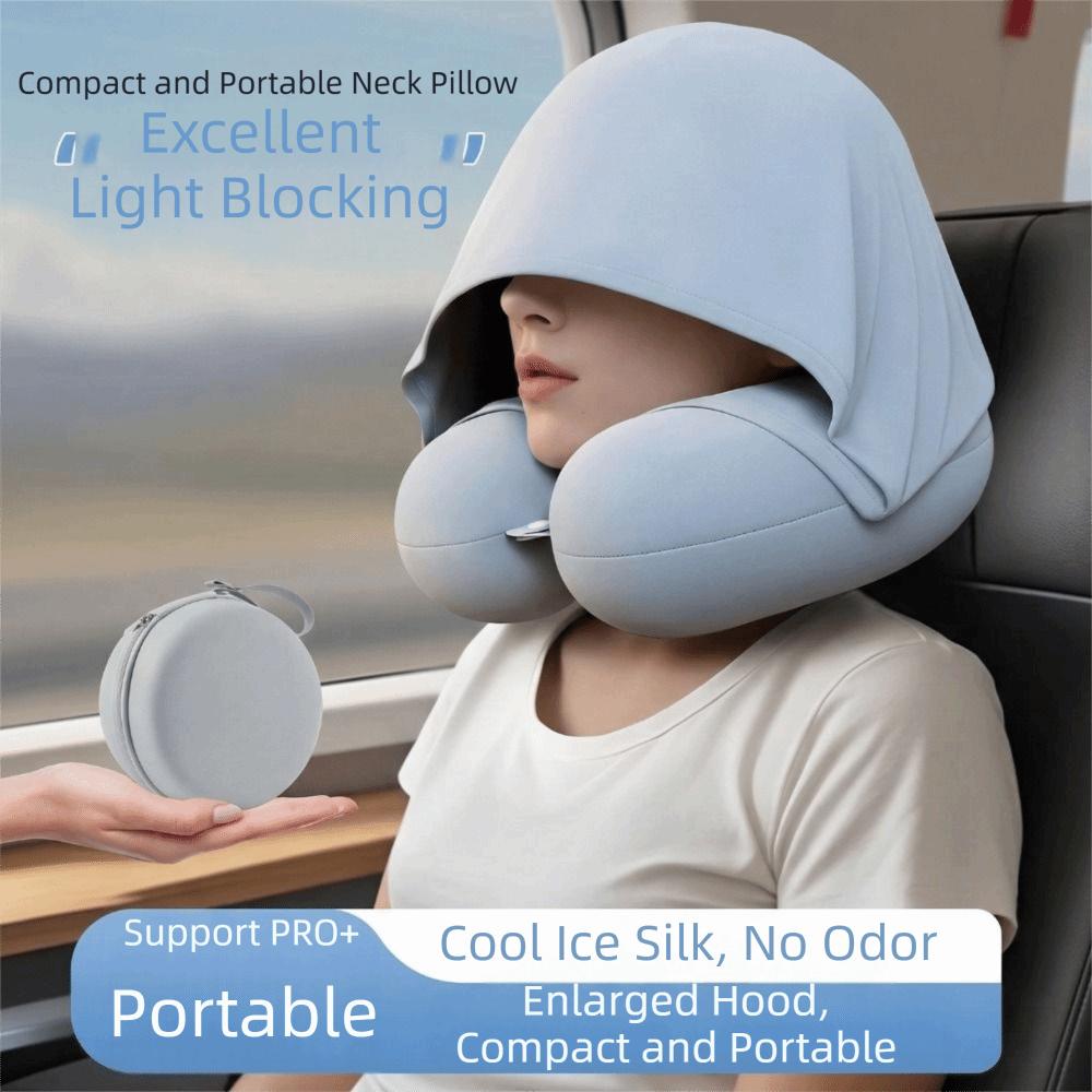 Slow Rebound U-Shaped Neck Pillow Foldable Design Ice Silk Neck Rest Cushion Long Flights