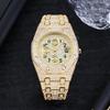 MISSFOX Men's Hip-Hop Fashion Chronograph: Full-Diamond Three-Eye Small Dial Sport Watch