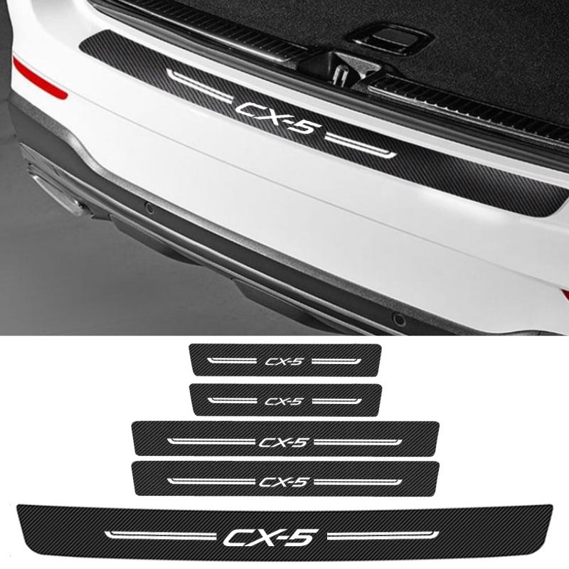 ZATR1 Auto Türschwellenband Türschweller Schutzleiste für Mazda CX5 CX-5 Logo Karbonfaser Kofferraumtür Stoßstangenschutz Kratzschutz Aufkleber