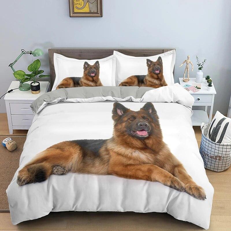 German Shepherd Duvet Cover King Queen 3D Lovely Dog Pattern Bedding Set For Kids Boys Girls Cute Pet Puppy Soft Comforter Cover