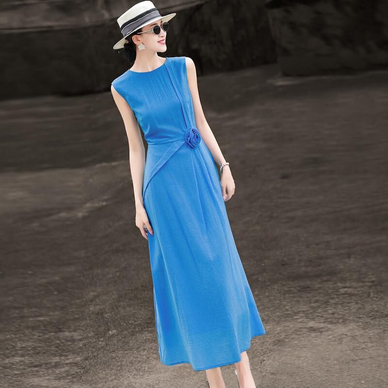 Lansere 2026 Summer Elegant Acetate A-Line Midi Dress L