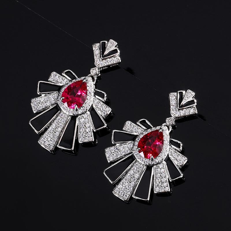 Scallop Green Crystal Earrings Simulation Royal Sapphire Earrings Silver Needle Colored Treasure Zircon Earrings