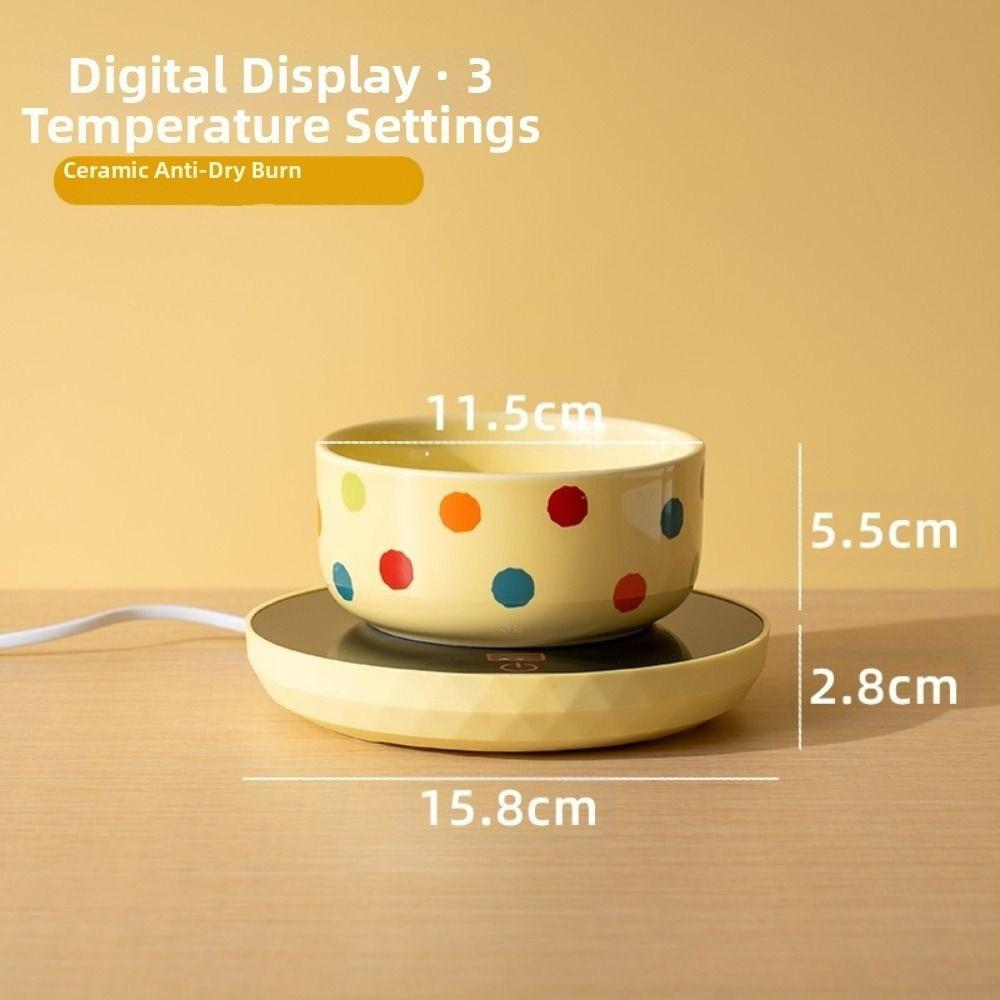 Ceramic Pet Heated Water Bowl Intelligent Temperature Adjustable Anti-dry Burning Self-Heating Water Bowl Non-slip Cartoon