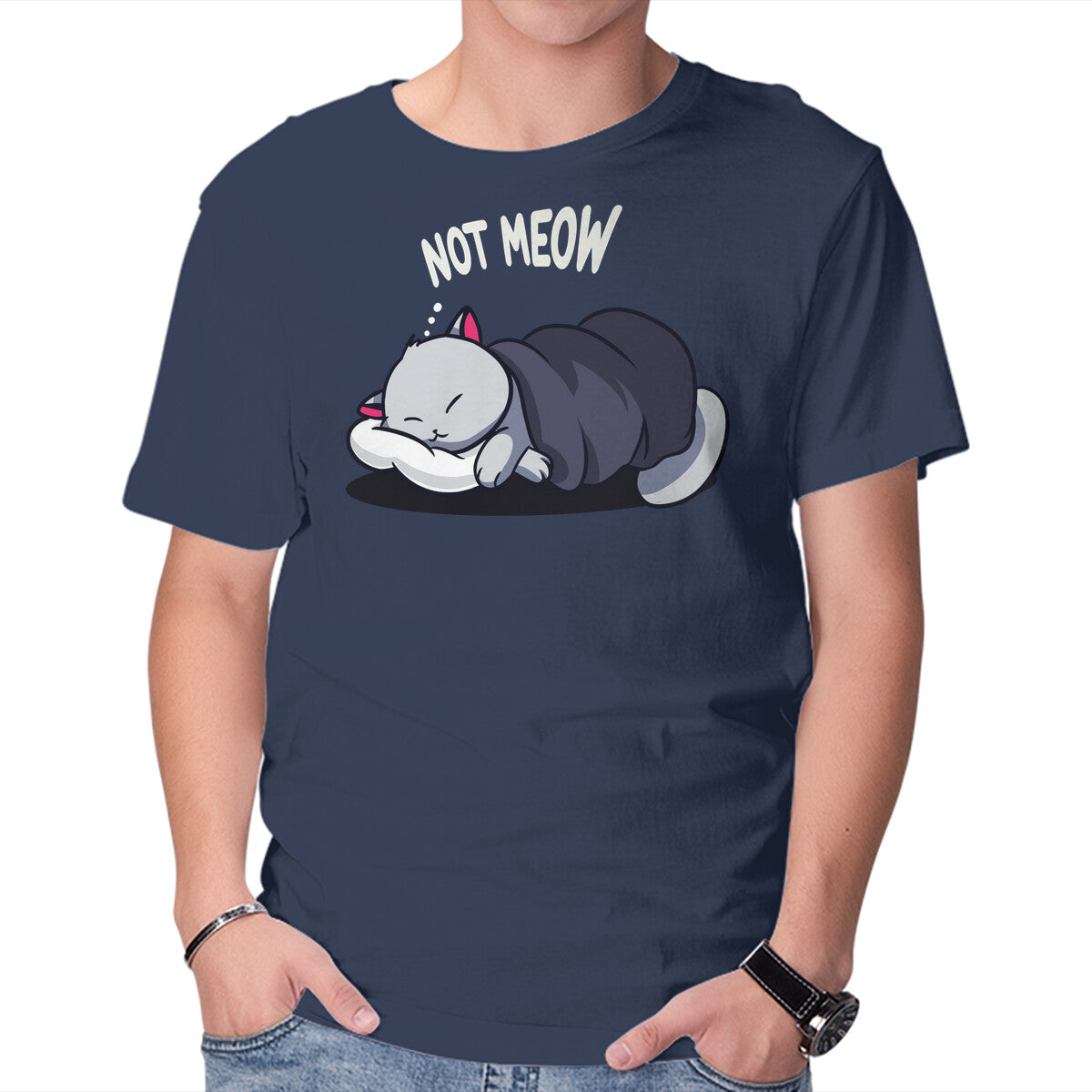 Unisex Crew Neck T-Shirt Not Meow Graphic Short Sleeve Casual Tee S