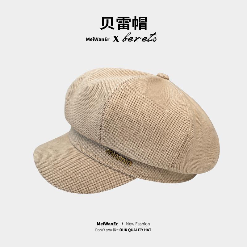 Retro Versatile Woolen Beret Showing Face Ducktongue Octagonal Hat Children'S Warm Windproof Newsboy Hat