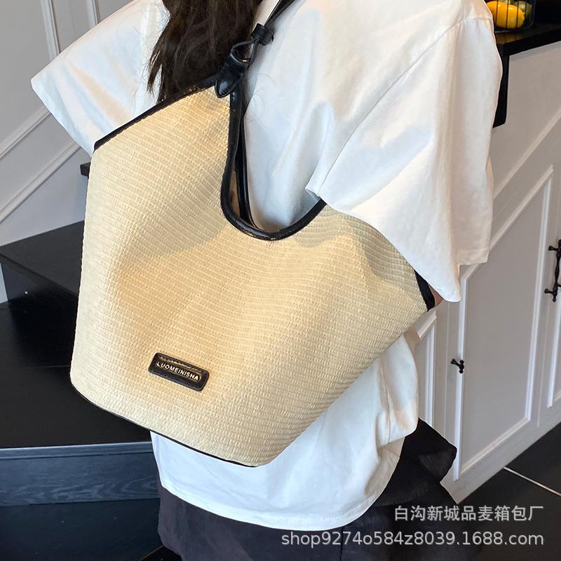 New High-value One-shoulder Straw Woven Tote Bag Fashionable Women's Large-capacity 2025 Underarm Summer Commuter Woven Bag