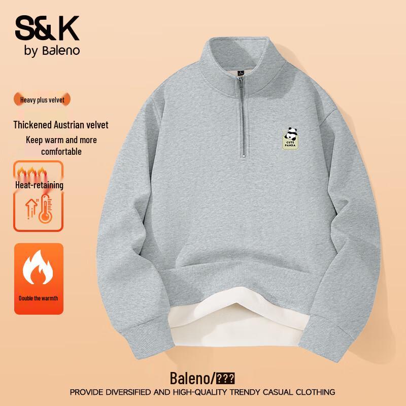 Baleno S&K Herr Förtjockad Fleece Half-Zip Hoodie