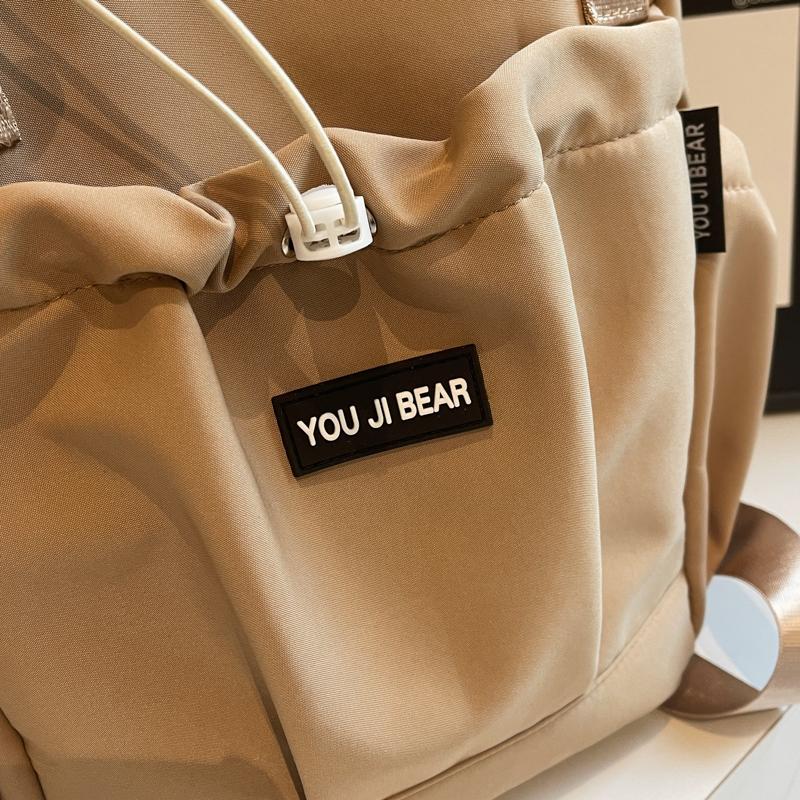 Nylon Backpack Lightweight Commuter Backpack Solid Color Tote