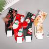 Cartoon Christmas Socks Cartoon Santa Snowman Mid-calf Socks Fall and Winter Mid-calf Red Socks