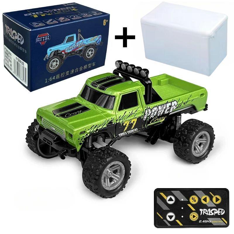 

Rc Off-Road Monster Truck 1/64 Remote Control Mini Climbing Car, Alloy Material, 2.4G Remote Control Electric Off-Road Vehicle. зелений