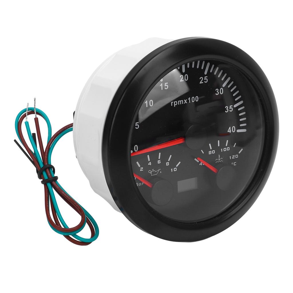 3-in-1 Elektrischer Drehzahlmesser Öldruckanzeige Wassertemperaturanzeige 3 3/8 Zoll 4000 U/min 0 bis 10 bar 40 bis 120 Grad Celsius 7 Farben