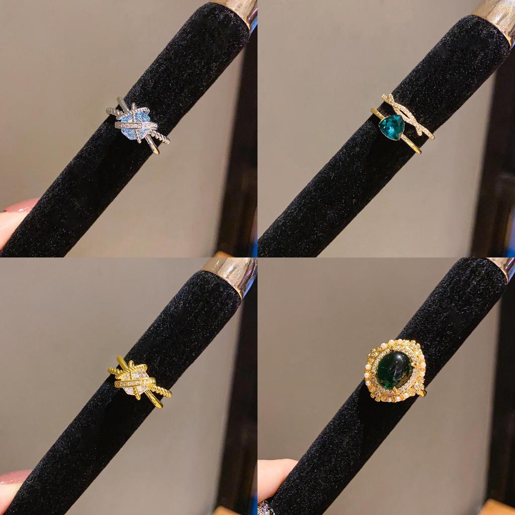 Geometric Zircon Flower Oval Fashion Open Ring For Women