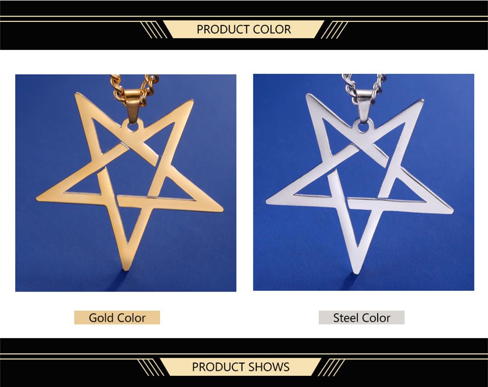 Dawapara Inverted Pentacle Necklace Gothic Pentagram Pendant Occult Amulet Witchcraft Stainless Steel Jewelry