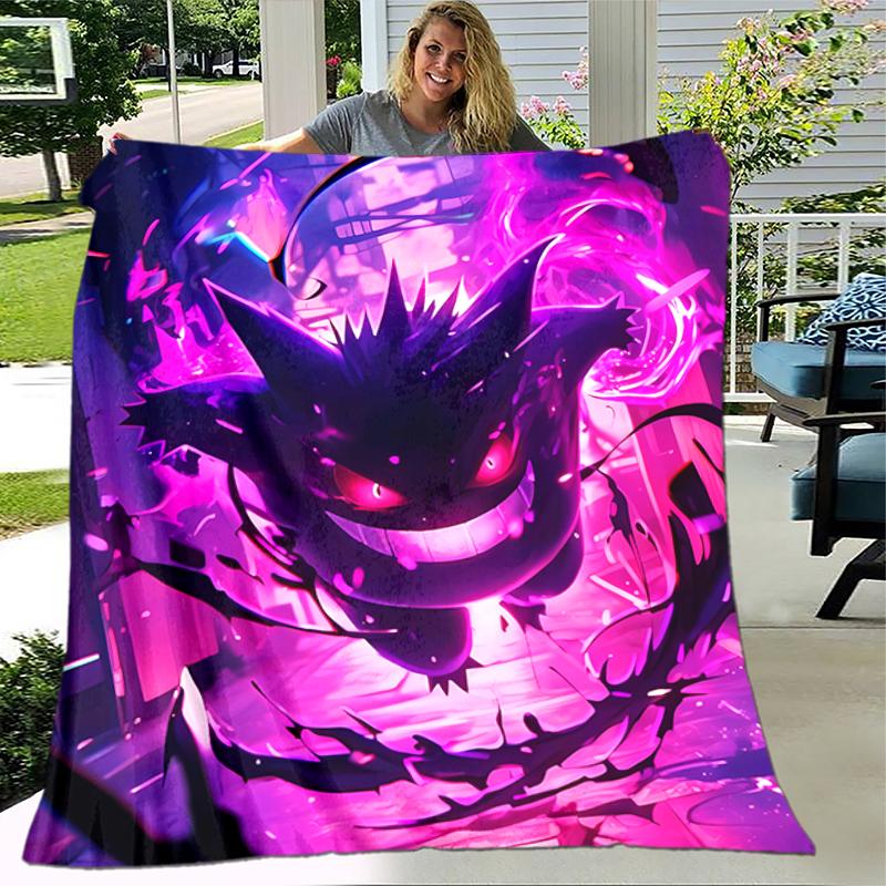 1pc Blanket Pokémon Characters Print Design, Lightweight Blanket for Sofa, Bed- Soft &Warm, Gift for All Seasons Like Christmas, Halloween