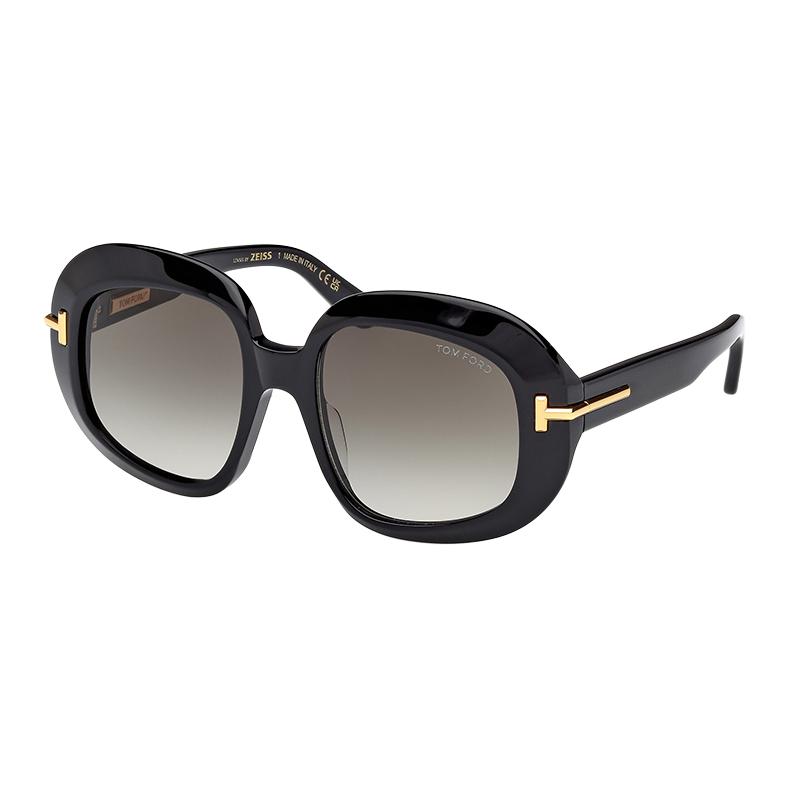

TF Mirror Leg Logo Irregular Shape Sunglasses Unisex sunglasses Black FT1237F-01B F,Black