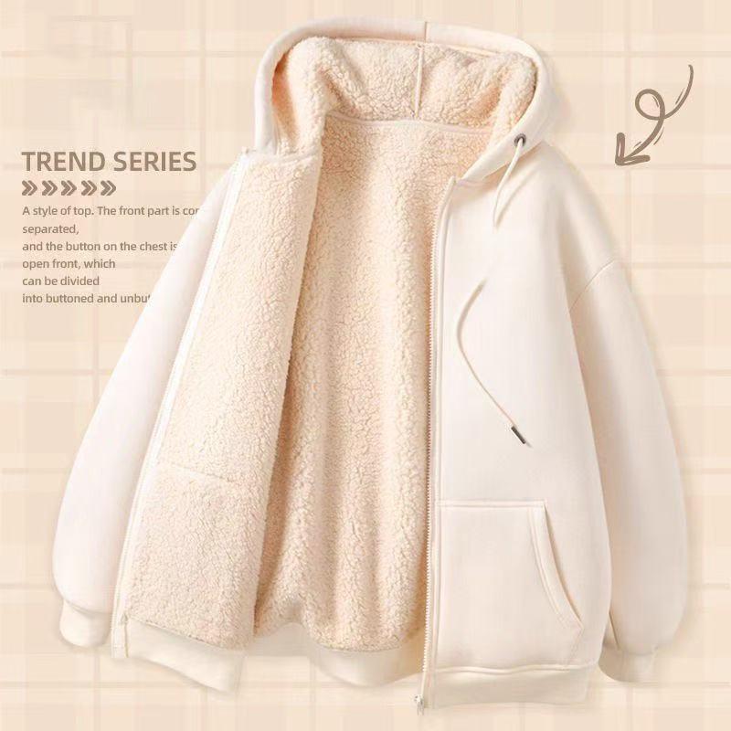 Men's Thick Lambswool Hoodie: New Style Velvet Lined Casual Jacket