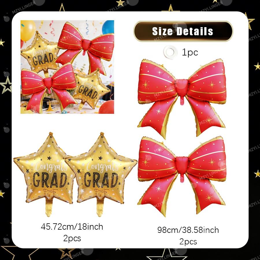 Bow Graduation Season Decoration Balloon Stripe Bow Balloon for Graduation Season Indoor and Outdoor Decoration Photography Prop