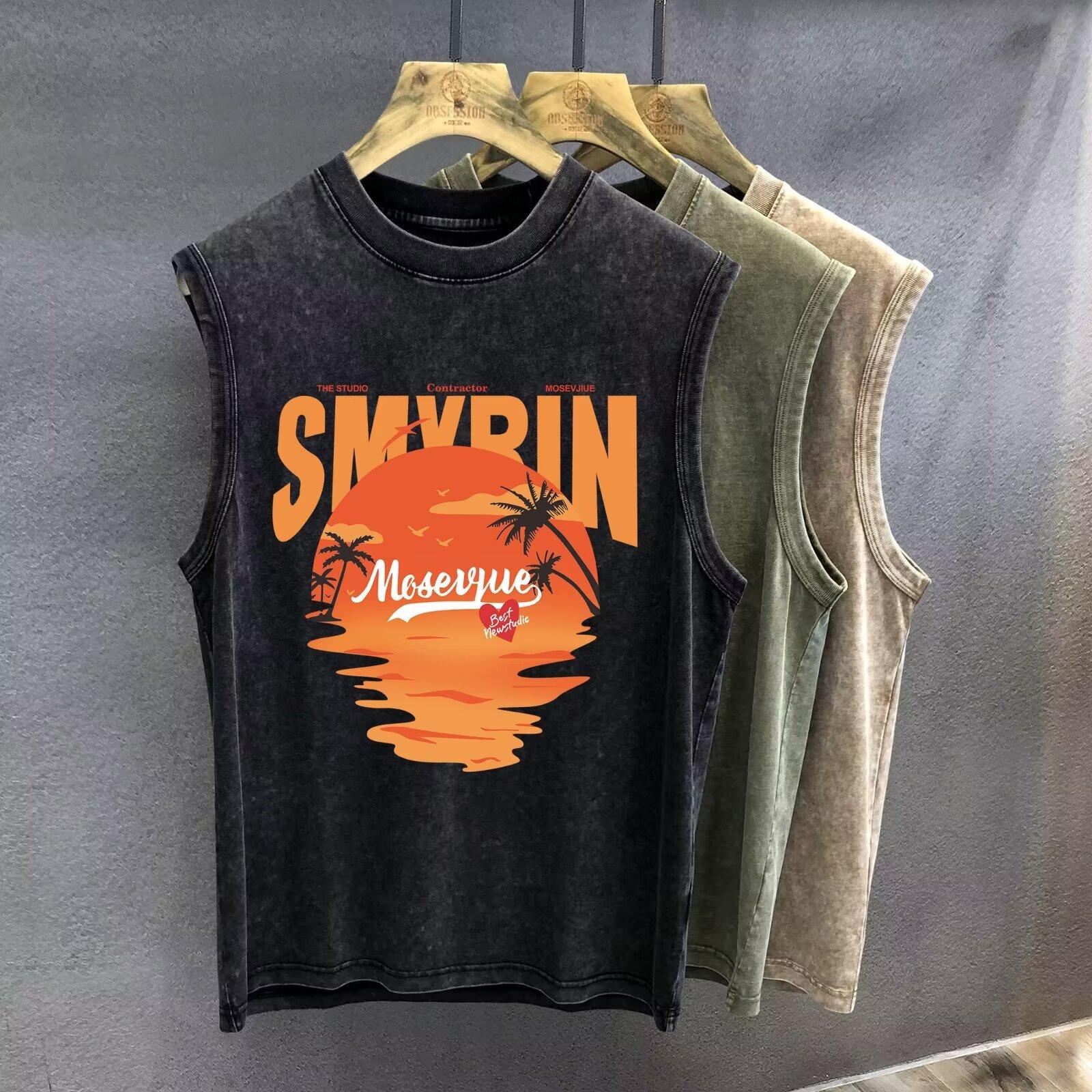 

Винтажная майка-жилет для мужчин в стиле Гонконга, модная, без рукавов, с коротким рукавом, модная, простая, универсальная майка-жилет 5XL серый