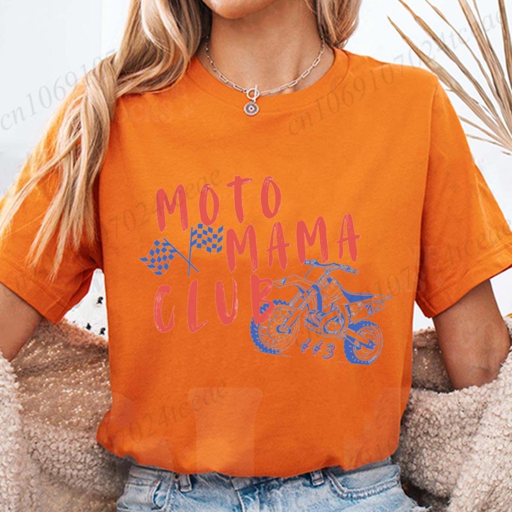 Dirt Bike Mom Tee Moto Mama Printed T Shirt Women Casual Short Sleeve Crew Neck T-shirt Motocross Lover Top Gift for Riding Mama