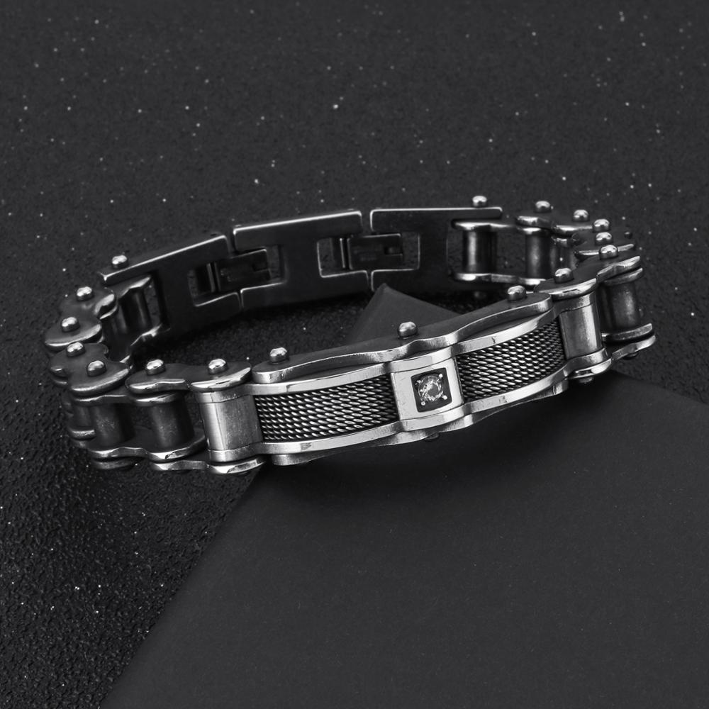 KALEN Bike Chain Bracelet Men Stainless Steel Motorcycle Punk Bracelets Male Jewelry