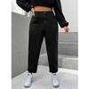 Women's Plus Size Black Washed Denim Elastic Casual Jeans